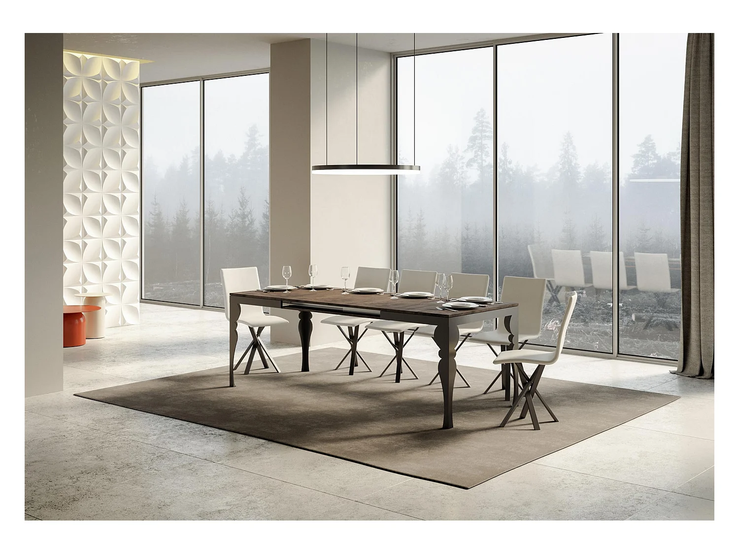 Table extensible 90x180/440 cm Paxon Evolution Noyer cadre Anthracite