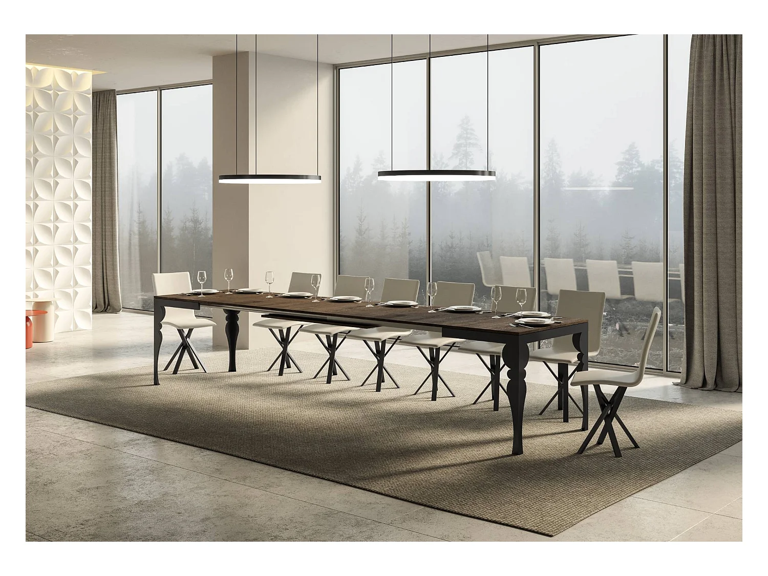 Table extensible 90x180/440 cm Paxon Evolution Noyer cadre Anthracite