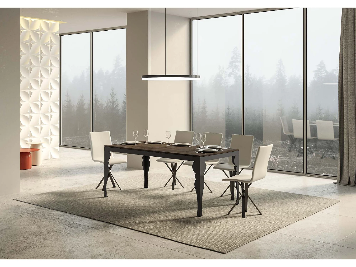 Ausziehtisch 180/440x90 cm Paxon Evolution Nussbaum Gestell und Füße Anthrazit