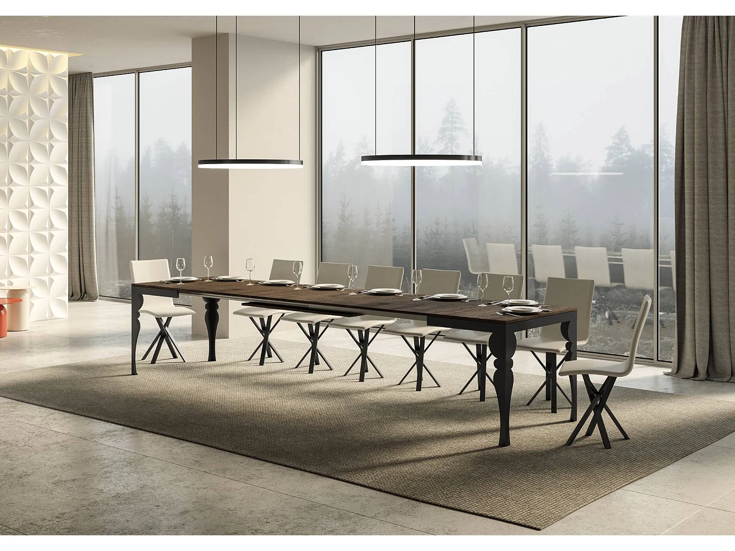 Paxon Evolution Extendable Table 90x180/440 cm Walnut Anthracite Frame