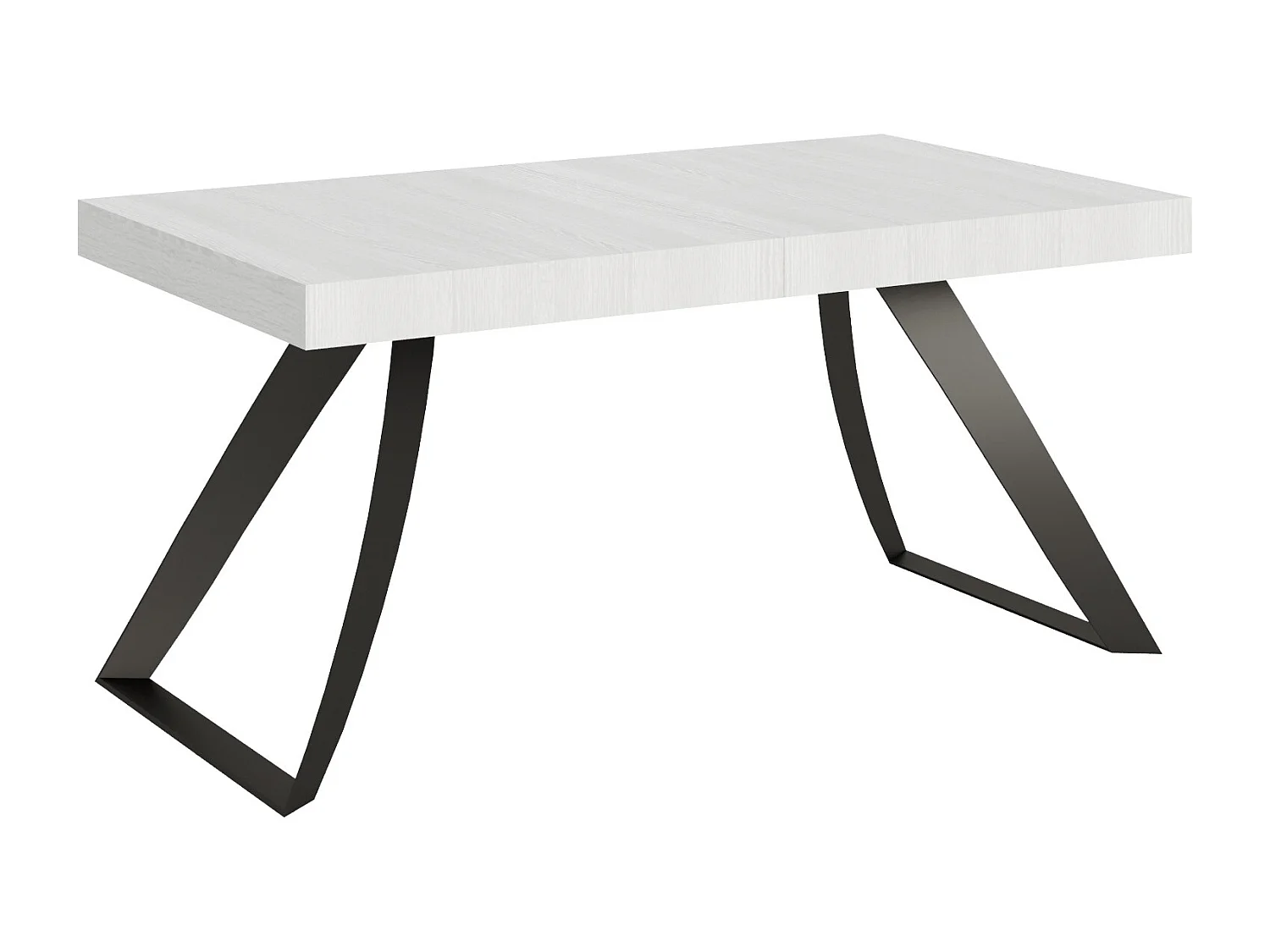 Ausziehtisch 90x160/420 cm Proxy Esche weiß mit Eisenrahmen aus Anthrazit