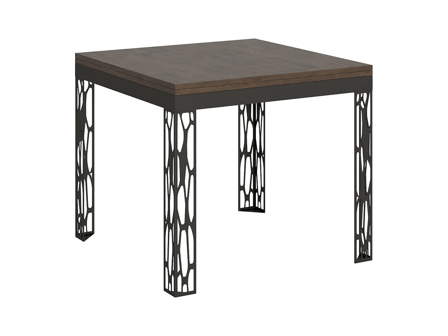 Table extensible portefeuille 90x90/180 cm Ghibli Libra Noyer cadre Anthracite