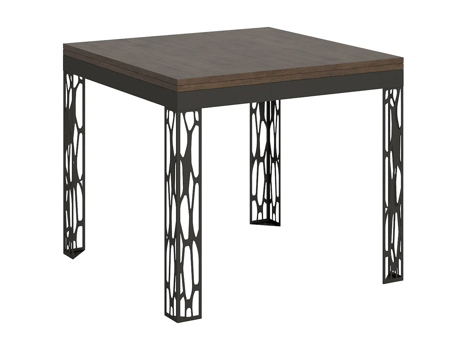 Table extensible portefeuille 90x90/180 cm Ghibli Libra Noyer cadre Anthracite