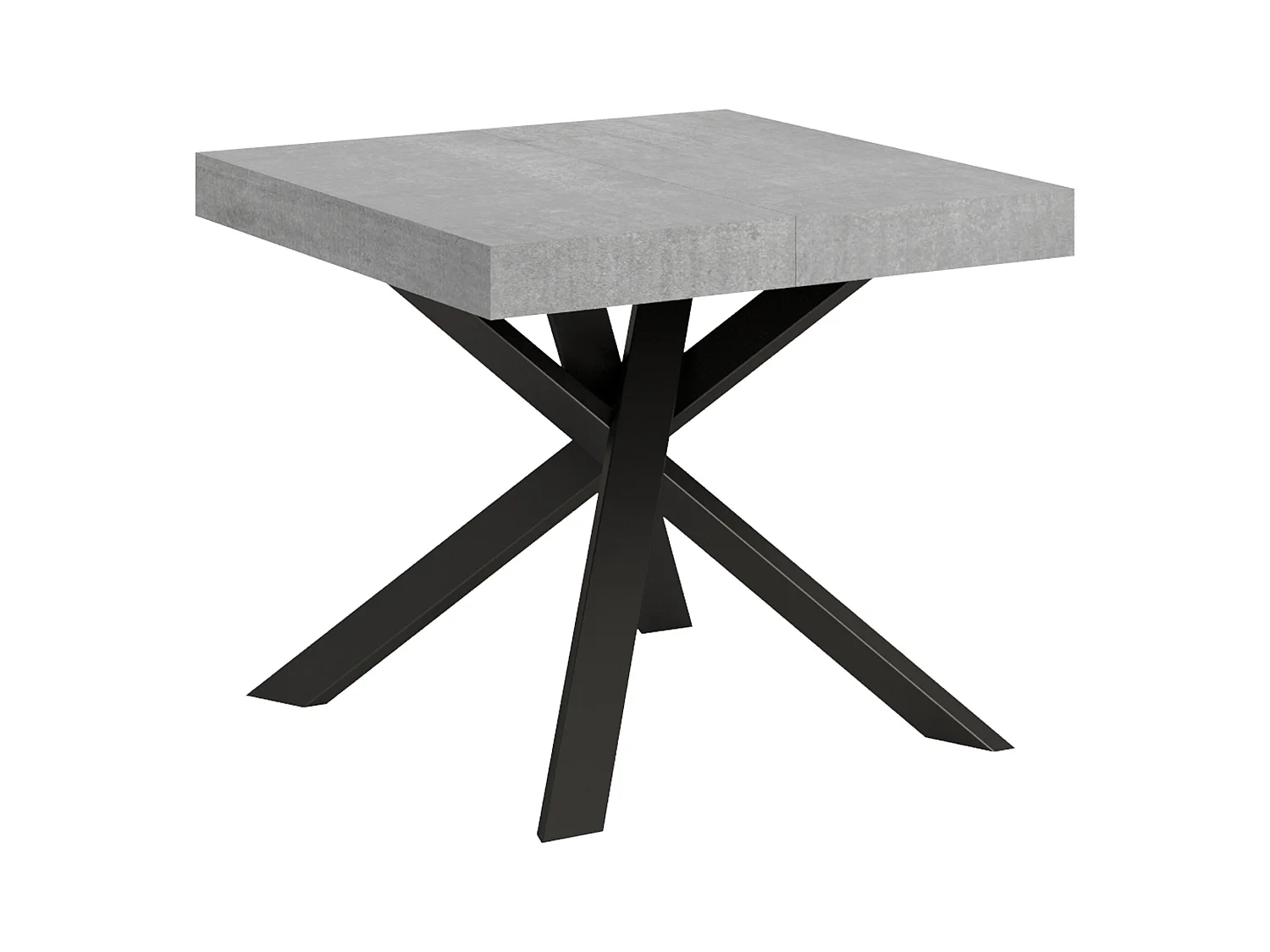 Table extensible 90x90/194 cm Clerk dessus Gris Béton pieds Anthracite