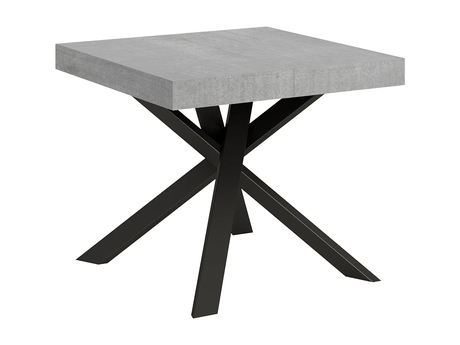 Uitschuifbare tafel 90/194x90 cm Clerk cement met antraciete poten