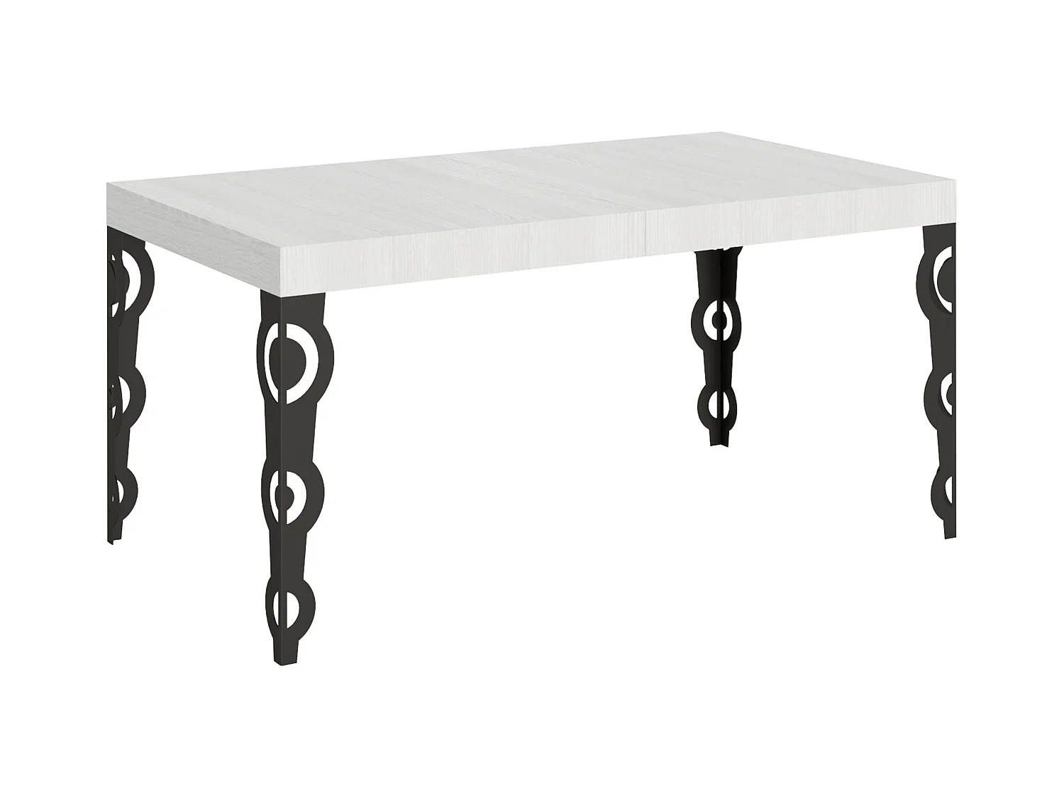 Table extensible 90x160/264 cm Karamay Frêne Blanc cadre Anthracite