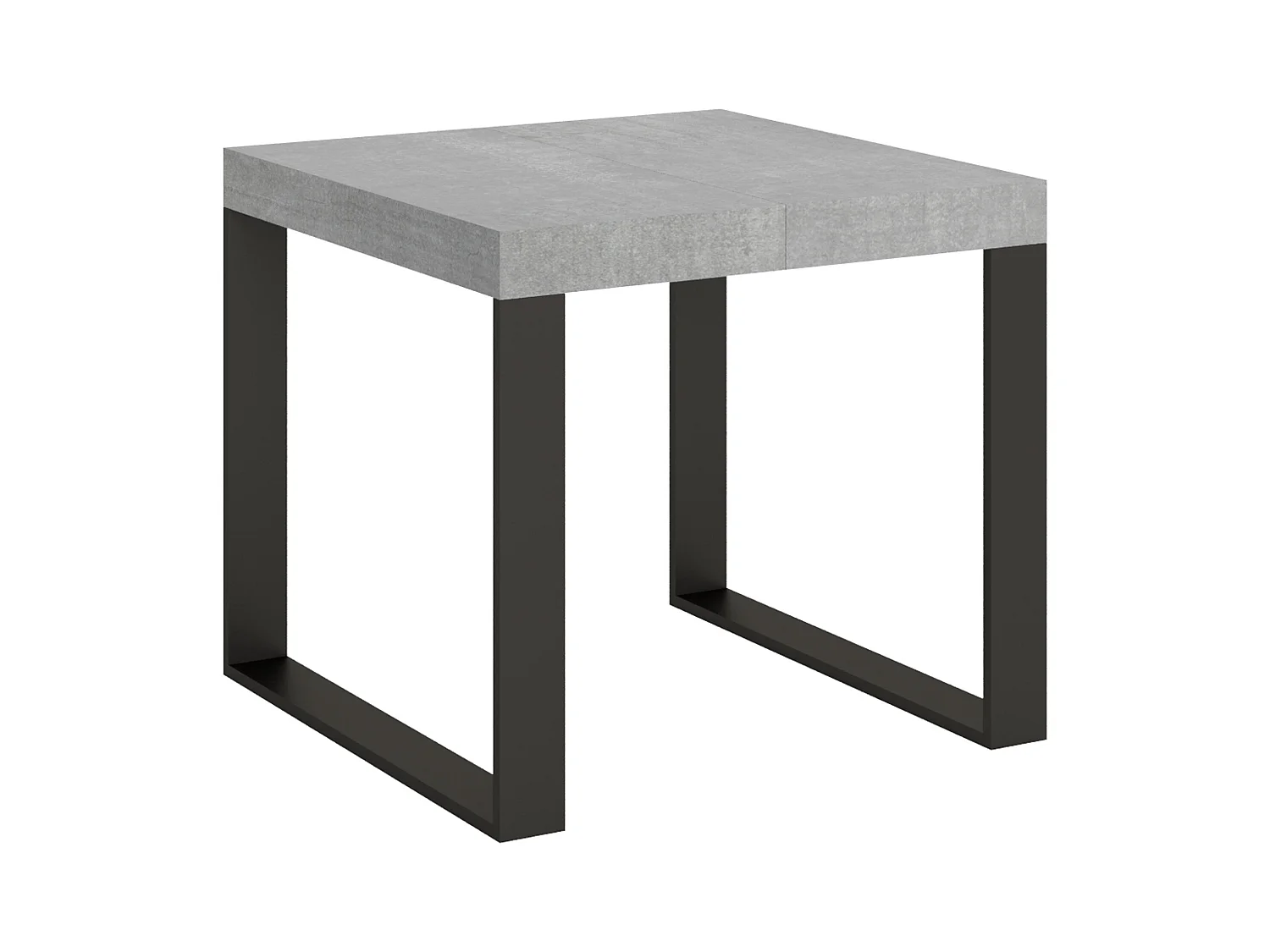 Table extensible 90x90/246 cm Tecno Gris Béton cadre Anthracite