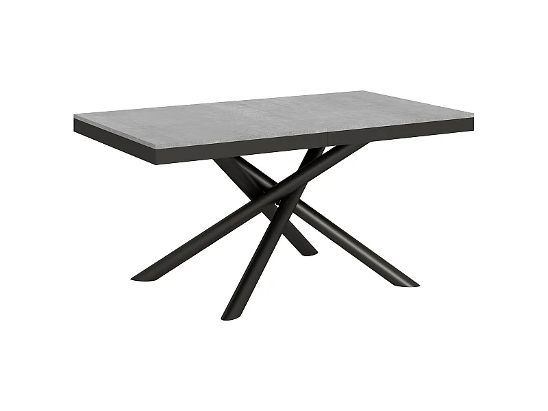 Ausziehtisch 90x160/264 cm Famas Evolution Zement mit Eisenrahmen aus Anthrazit