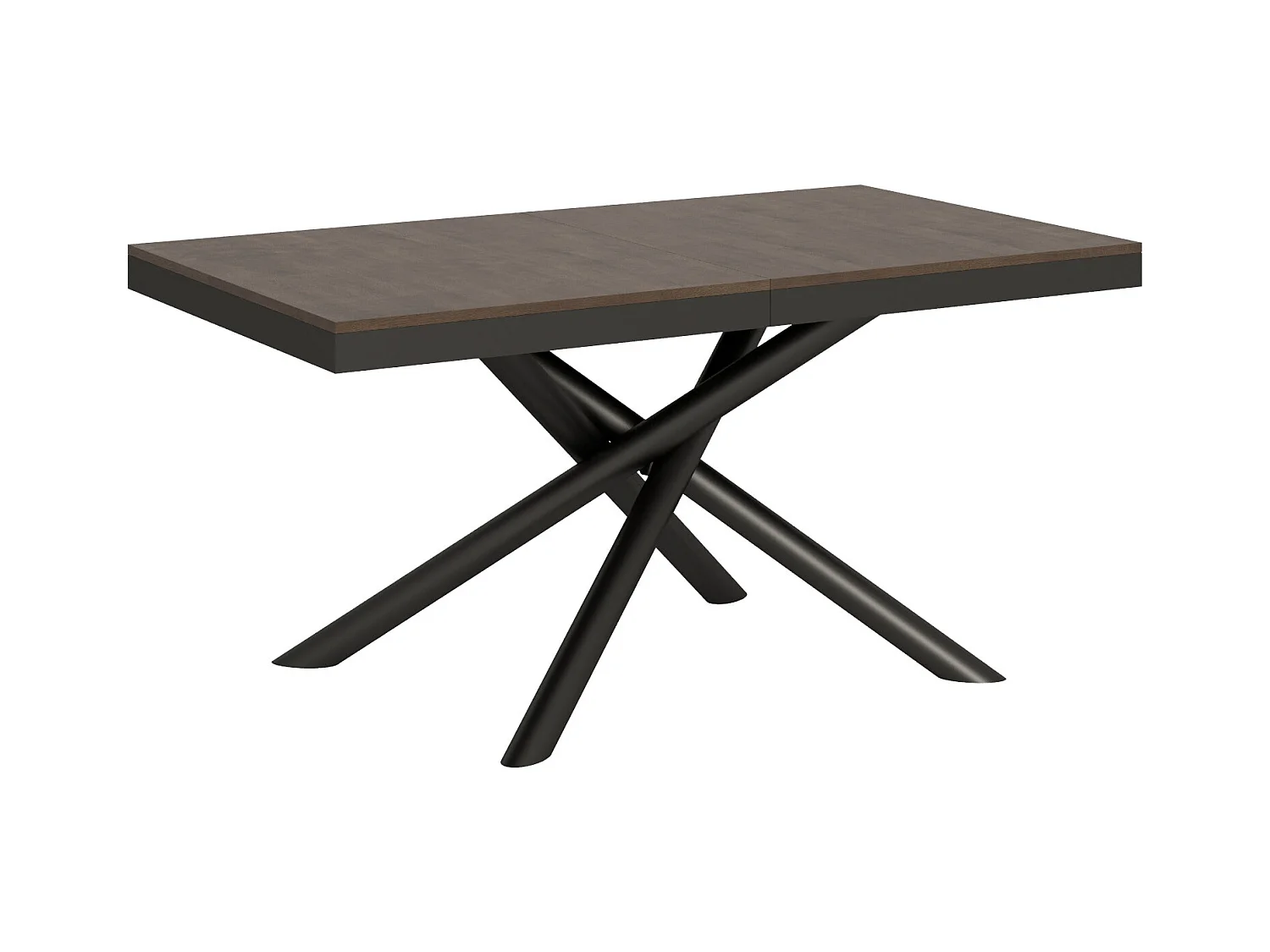 Table extensible 90x160/420 cm Famas Evolution Noyer cadre Anthracite