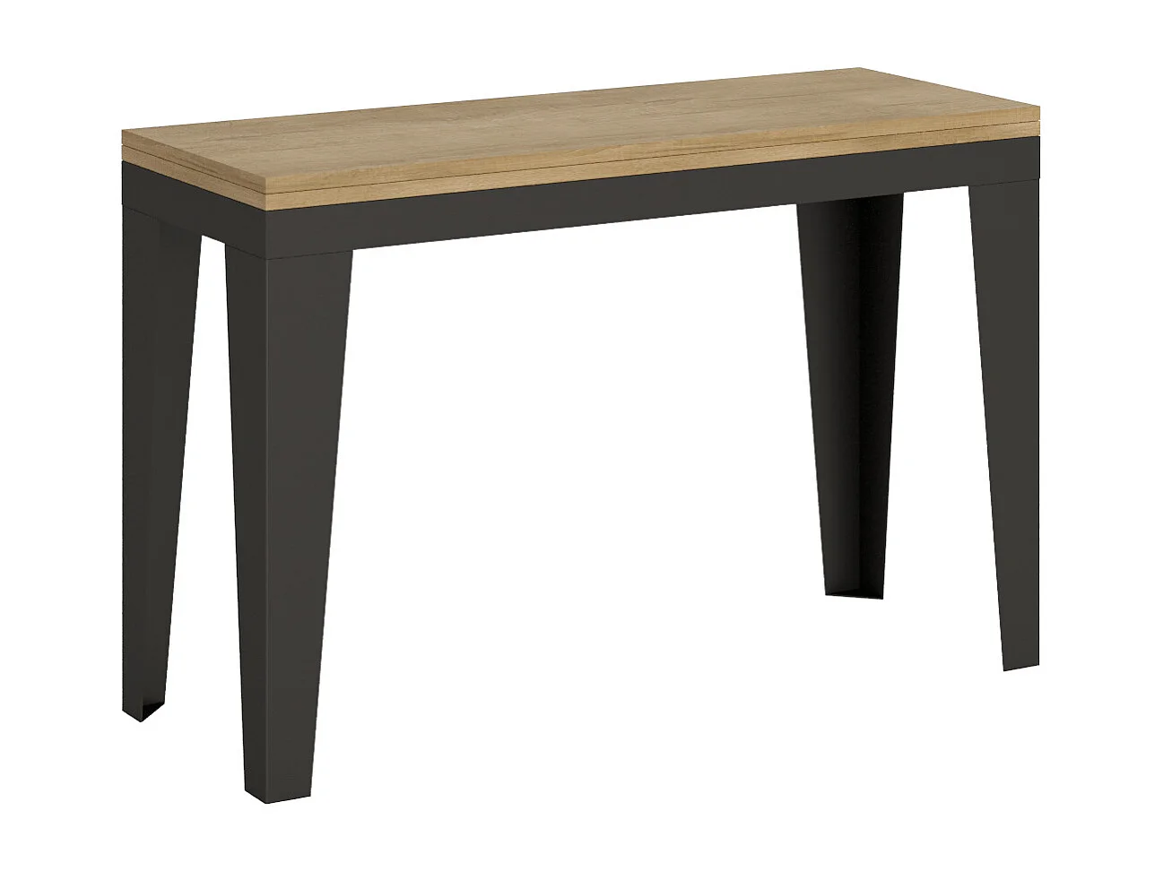 Table extensible portefeuille 120/200x45/90 cm Flame Double Chêne Nature cadre Anthracite