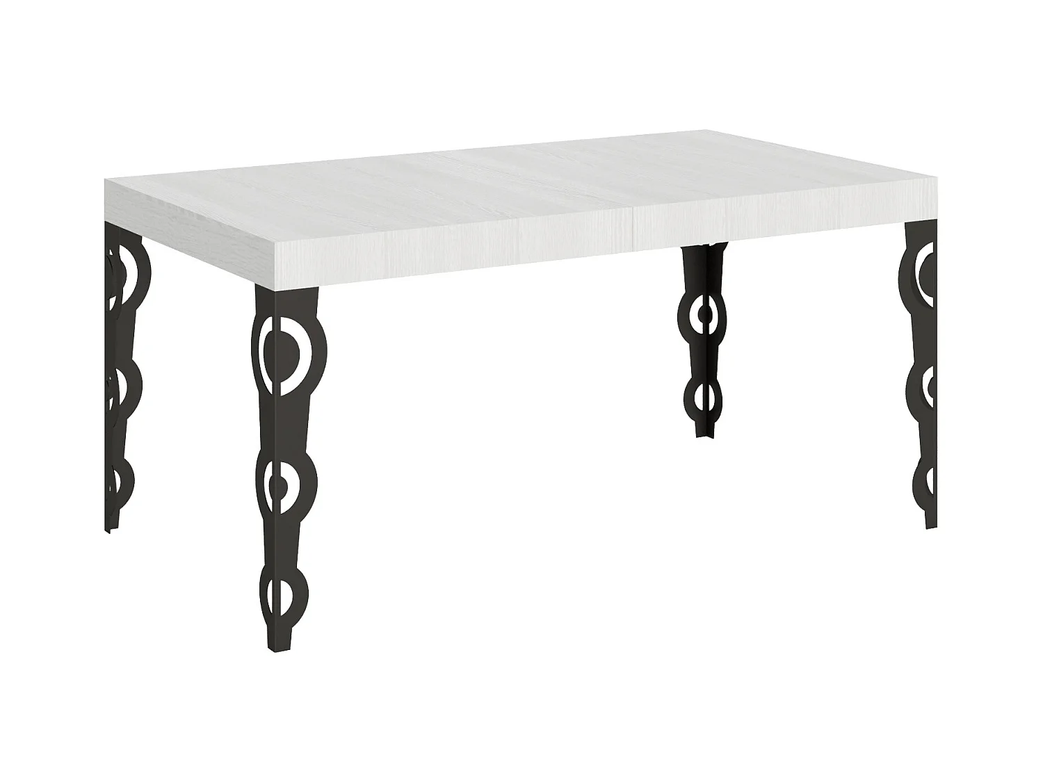 Table extensible 90x160/420 cm Karamay Frêne Blanc cadre Anthracite