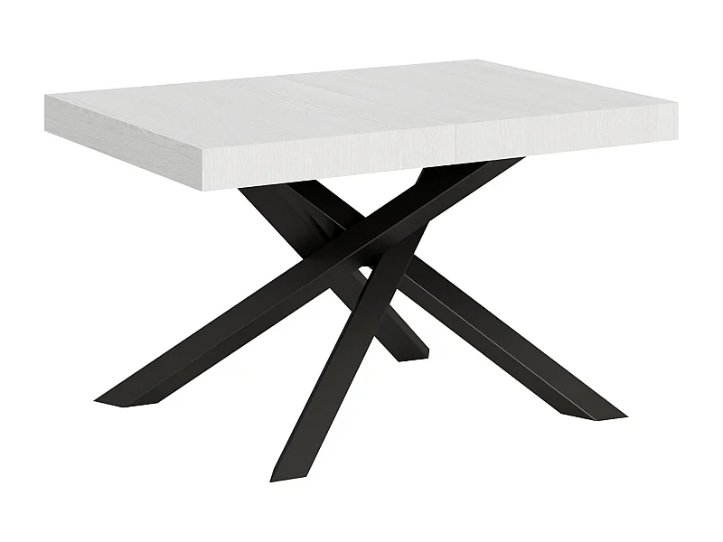 Table extensible 130/234x90 cm Volantis frêne blanc pieds anthracite