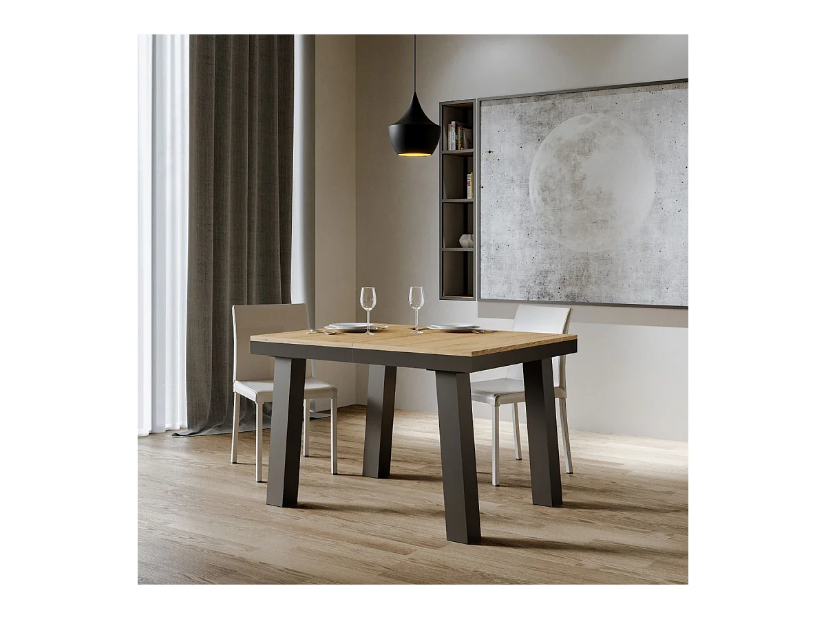 Uitschuifbare tafel 90x120/380 cm Bridge Evolution natuur eiken frame antraciet