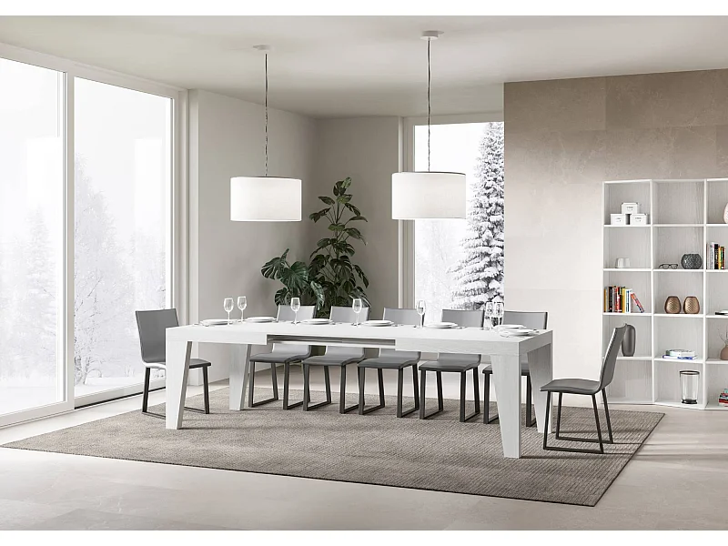 Tavolo allungabile 160/420x90 cm Naxy bianco frassino