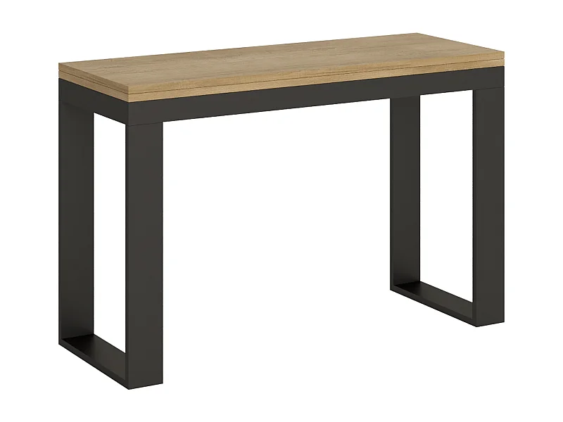 Table extensible portefeuille 120/200x45/90 cm Tecno Double Chêne Nature cadre Anthracite