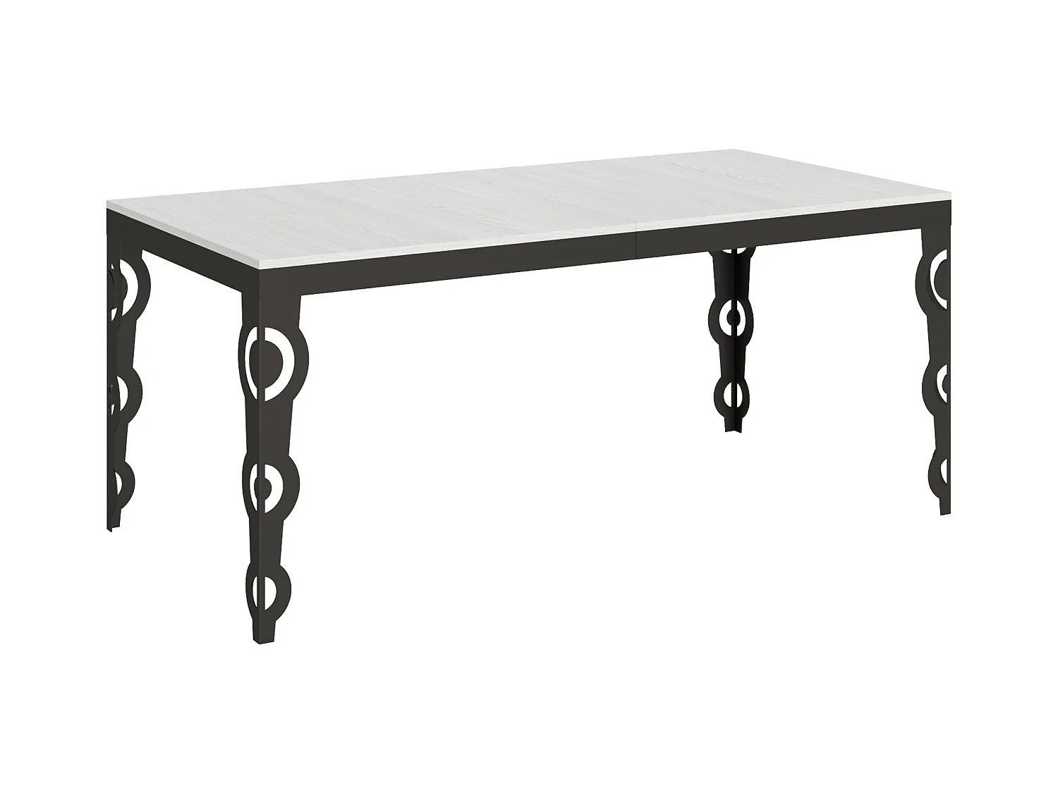 Table extensible 90x180/440 cm Karamay Evolution Frêne Blanc cadre Anthracite