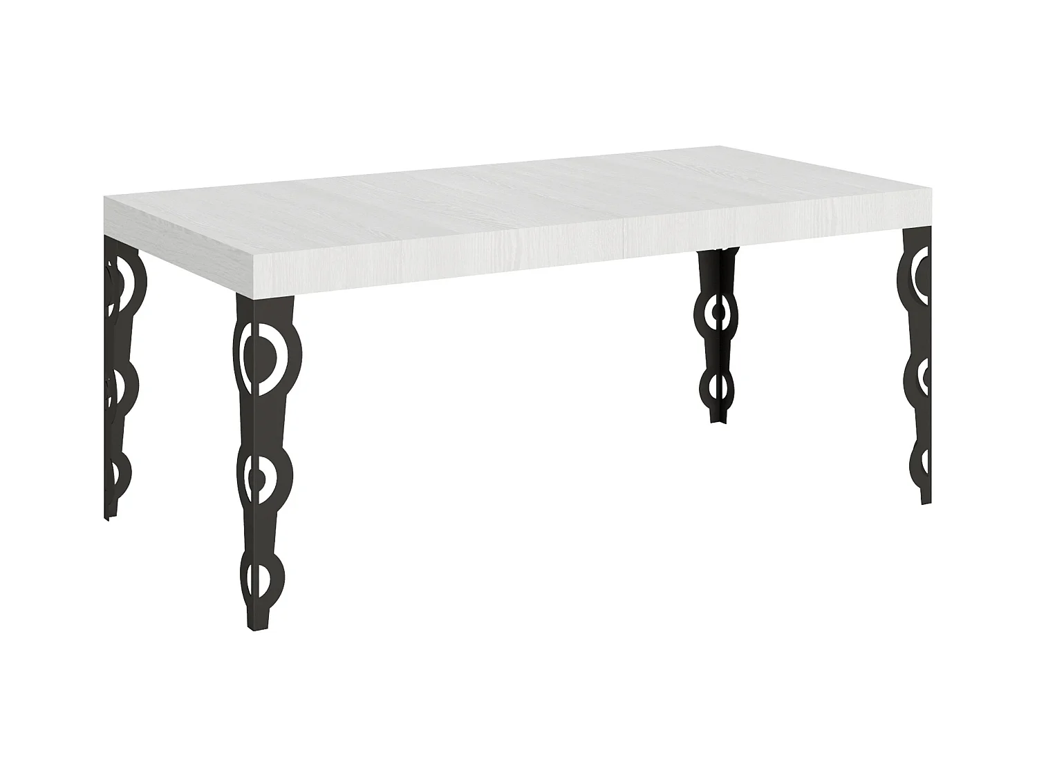 Table extensible 90x180/284 cm Karamay Frêne Blanc cadre Anthracite