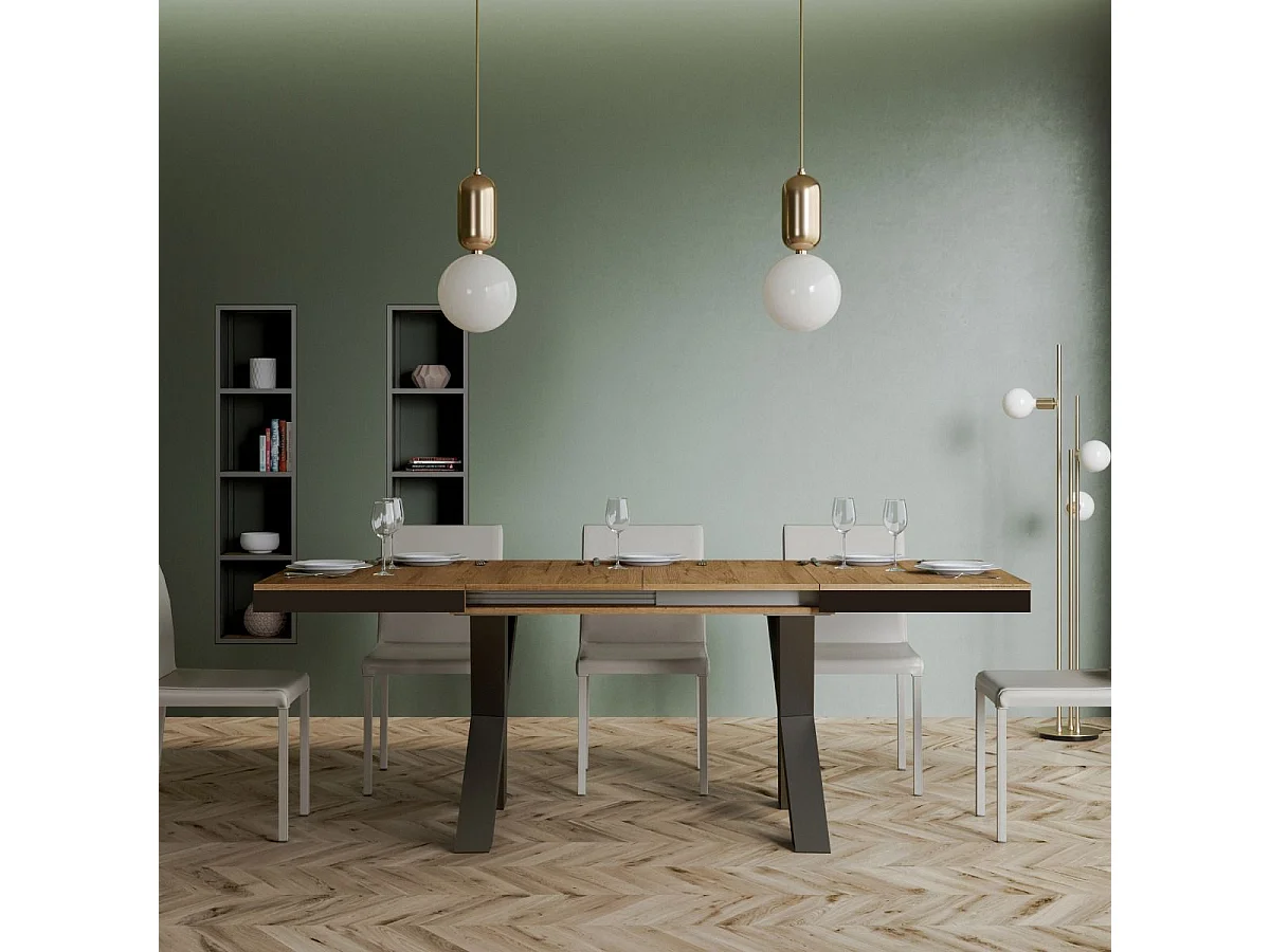 Uitschuifbare tafel 90x120/224 cm Traffic Evolution natuur eiken frame antraciet