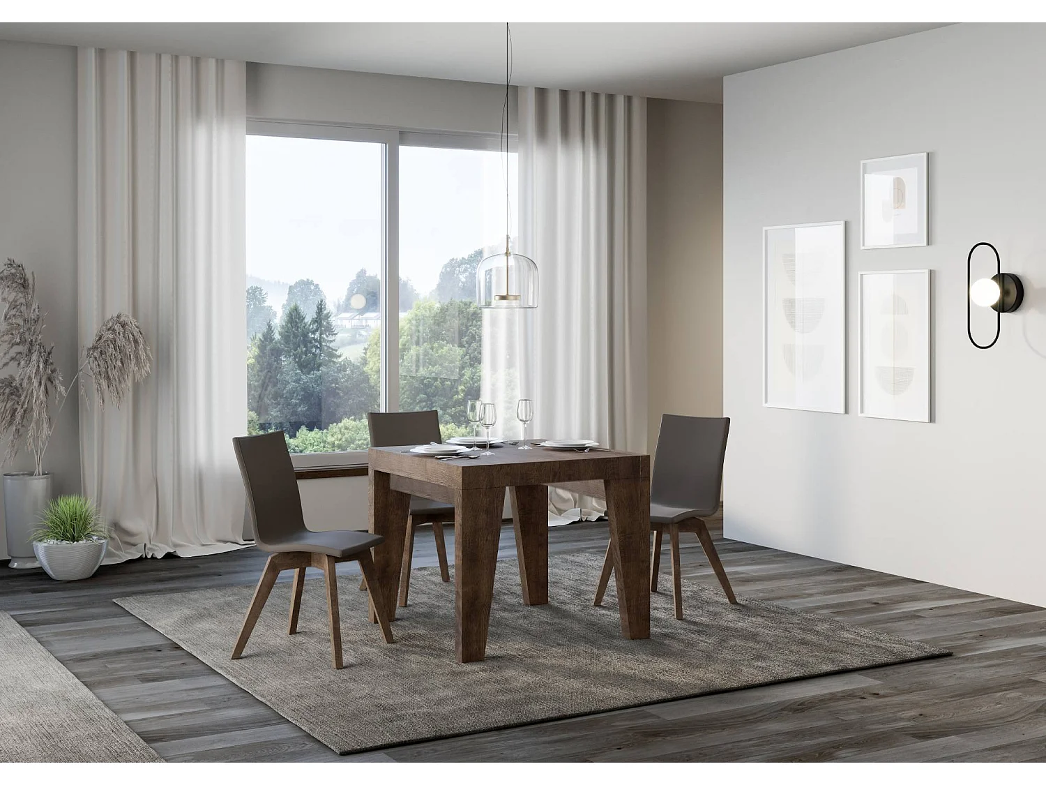 Tavolo allungabile 90/246x90 cm Naxy noce