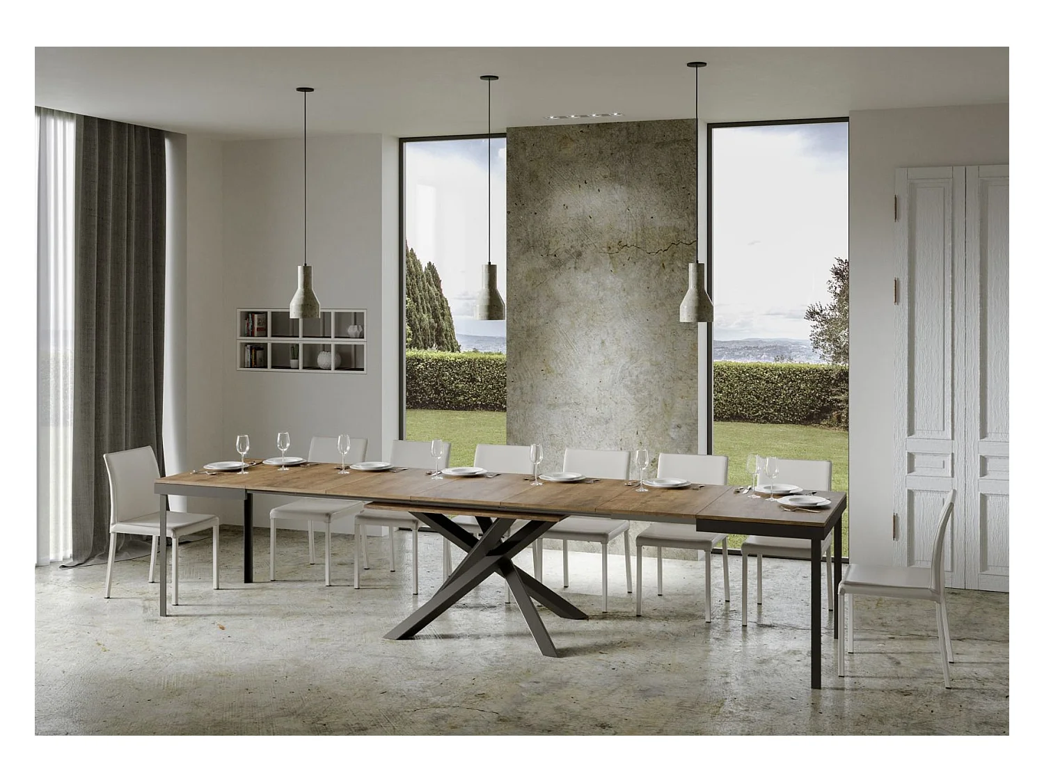 Table extensible 90x160/420 cm Volantis Evolution Noyer cadre Anthracite