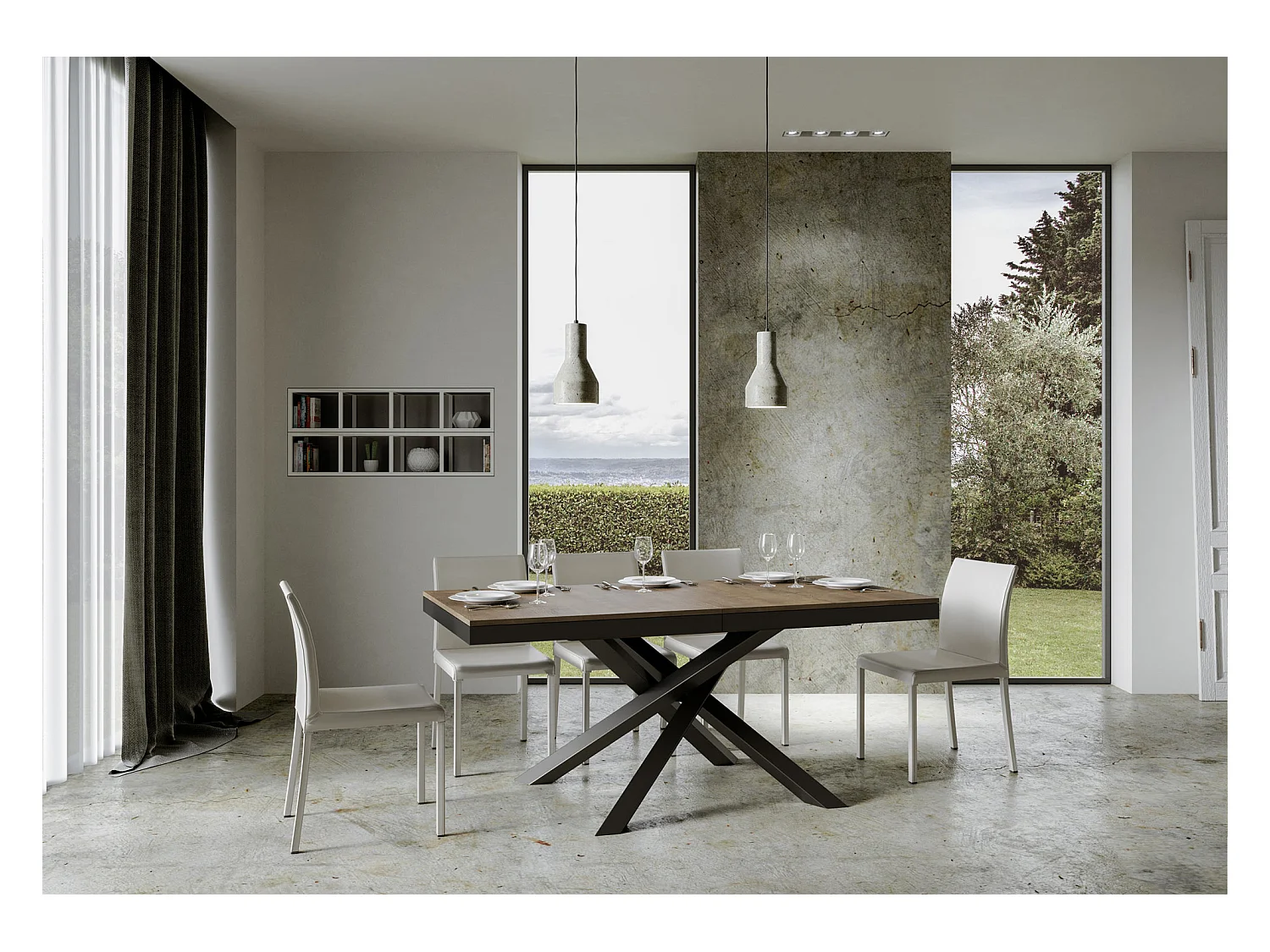 Table extensible 90x160/420 cm Volantis Evolution Noyer cadre Anthracite