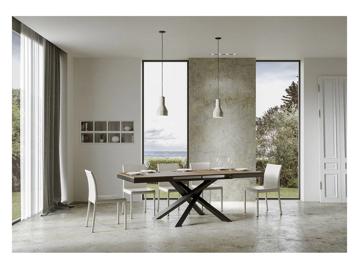 Table extensible 90x160/420 cm Volantis Evolution Noyer cadre Anthracite