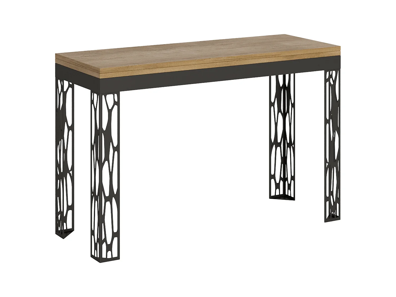 Table extensible portefeuille 120x45/90 cm Ghibli Double Chêne Nature cadre Anthracite