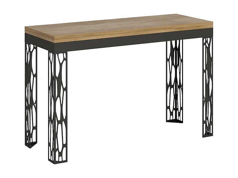 Table extensible portefeuille 120x45/90 cm Ghibli Double Chêne Nature cadre Anthracite