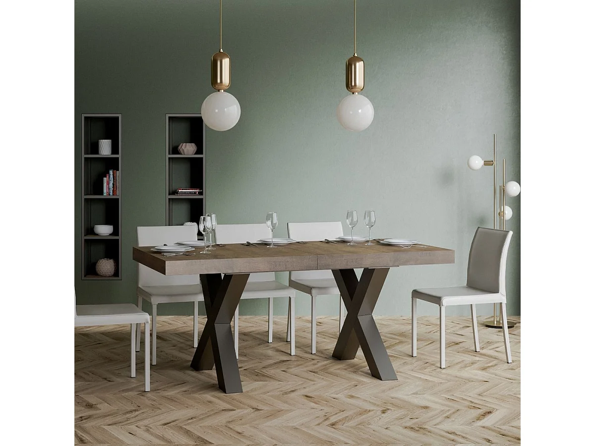 Table extensible 90x180/440 cm Traffic Noyer cadre Anthracite