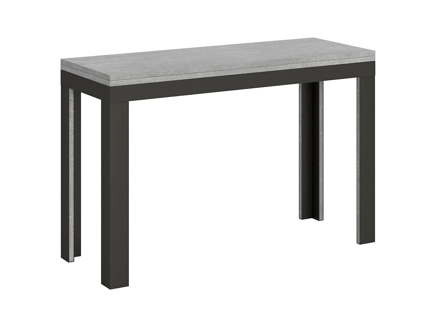 Table extensible portefeuille 120x45/90 cm Linea Double Gris Béton cadre Anthracite
