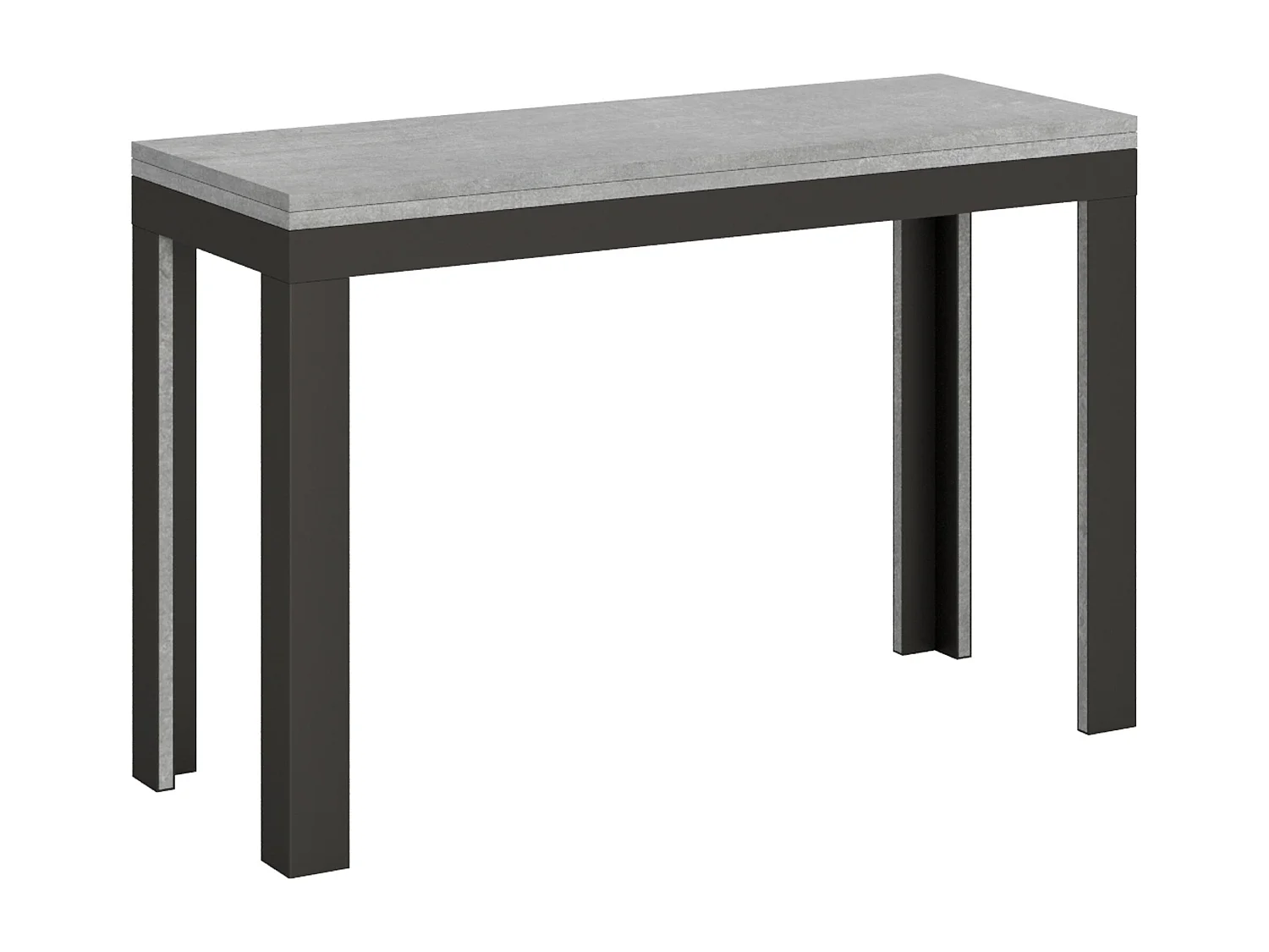 Table extensible portefeuille 120x45/90 cm Linea Double gris béton cadre anthracite