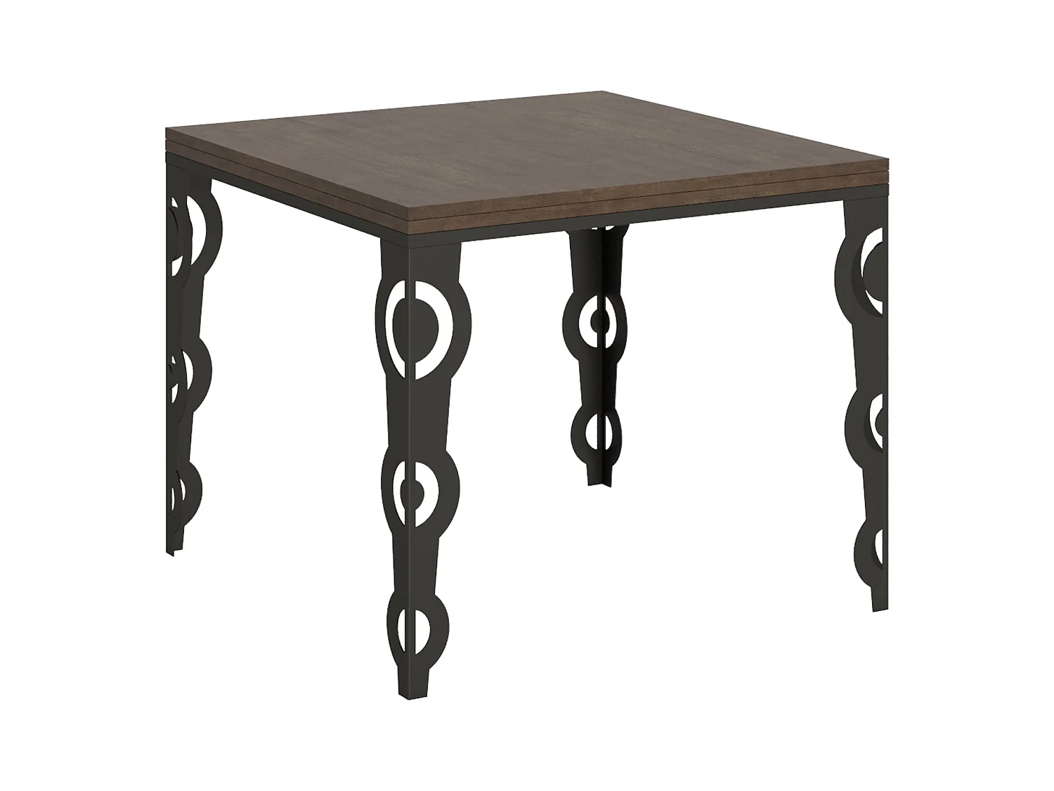 Table extensible portefeuille 90x90/180 cm Karamay Libra Noyer cadre Anthracite