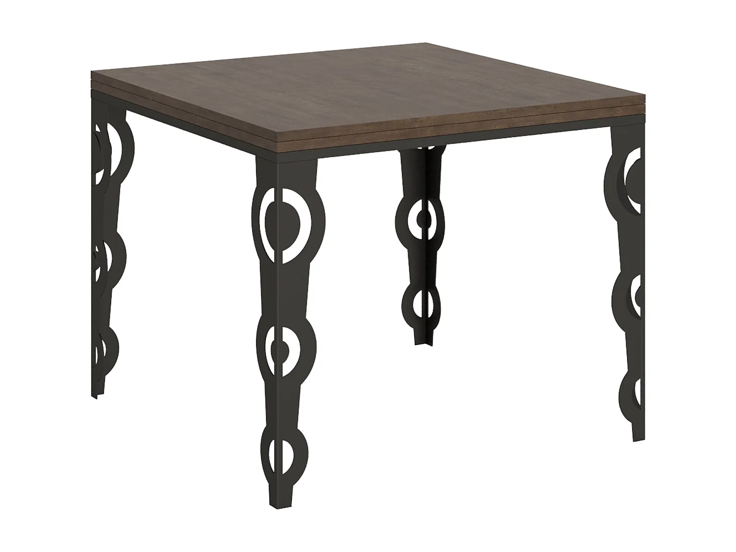 Table extensible portefeuille 90x90/180 cm Karamay Libra Noyer cadre Anthracite