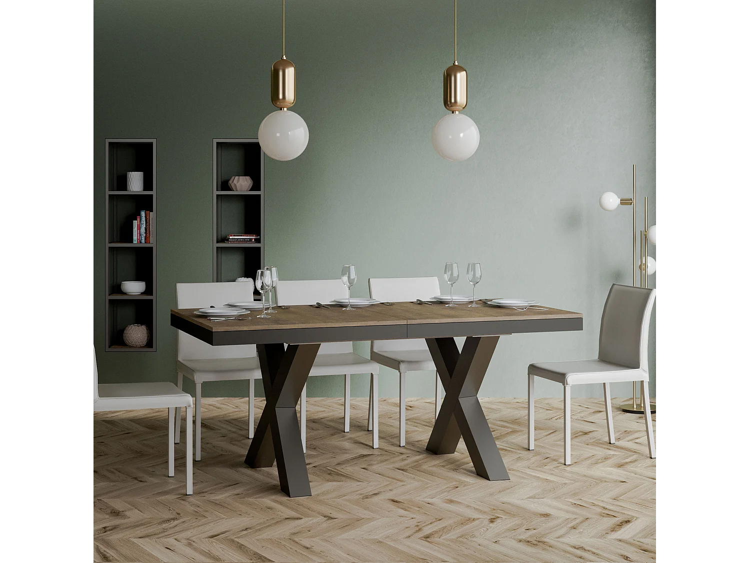 Uitschuifbare tafel 90x180/440 cm Traffic Evolution walnoot frame antraciet