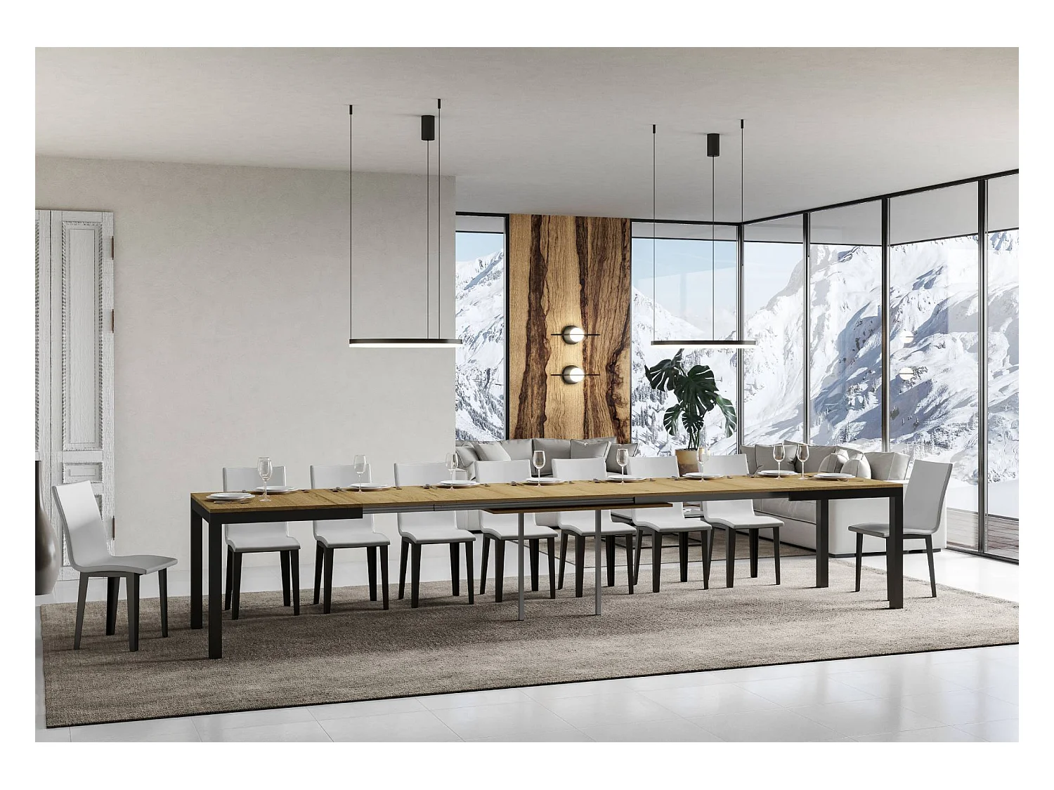 Mesa de jantar extensível 90x120/380 cm Everyday Evolution Carvalho Natural quadro Antracite