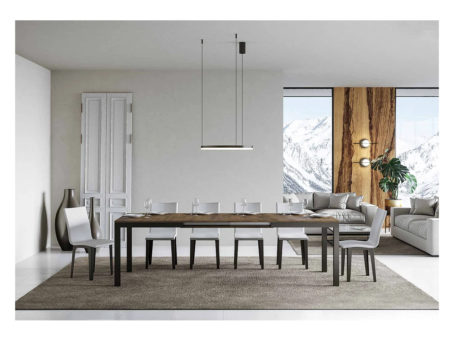 Table extensible 90x180/284 cm Everyday Evolution Noyer cadre Anthracite