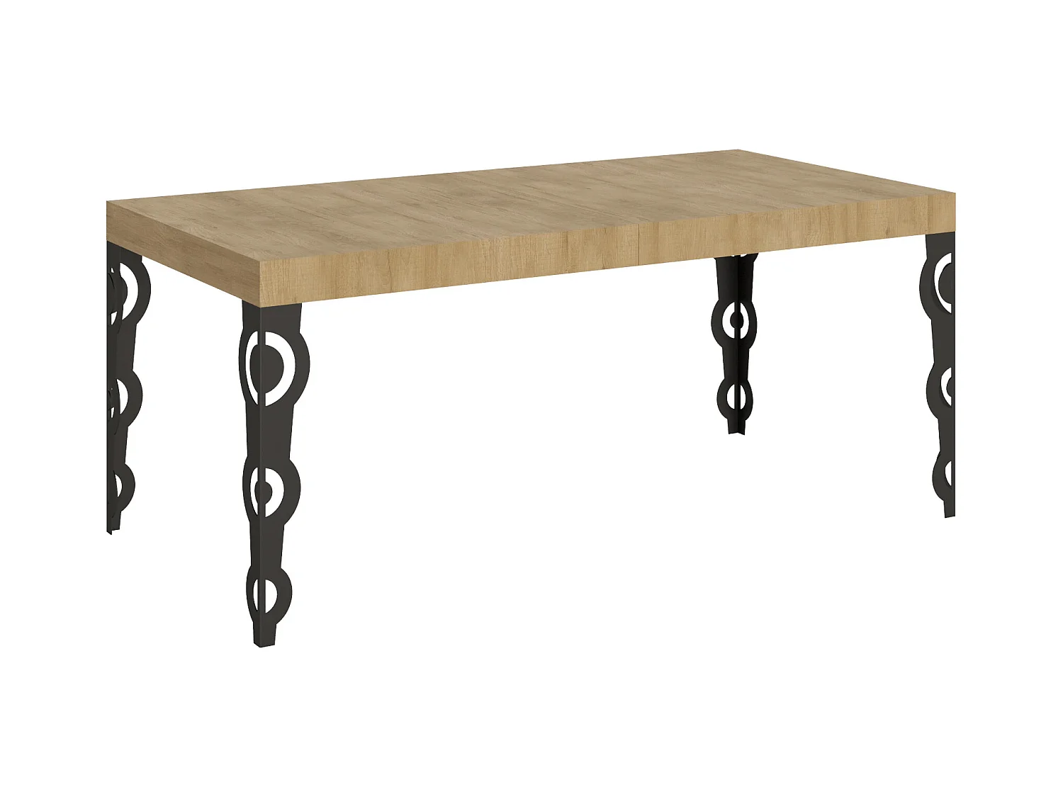 Stół rozkładany 90x180/440 cm Karamay Dąb Nature Antracyt rama