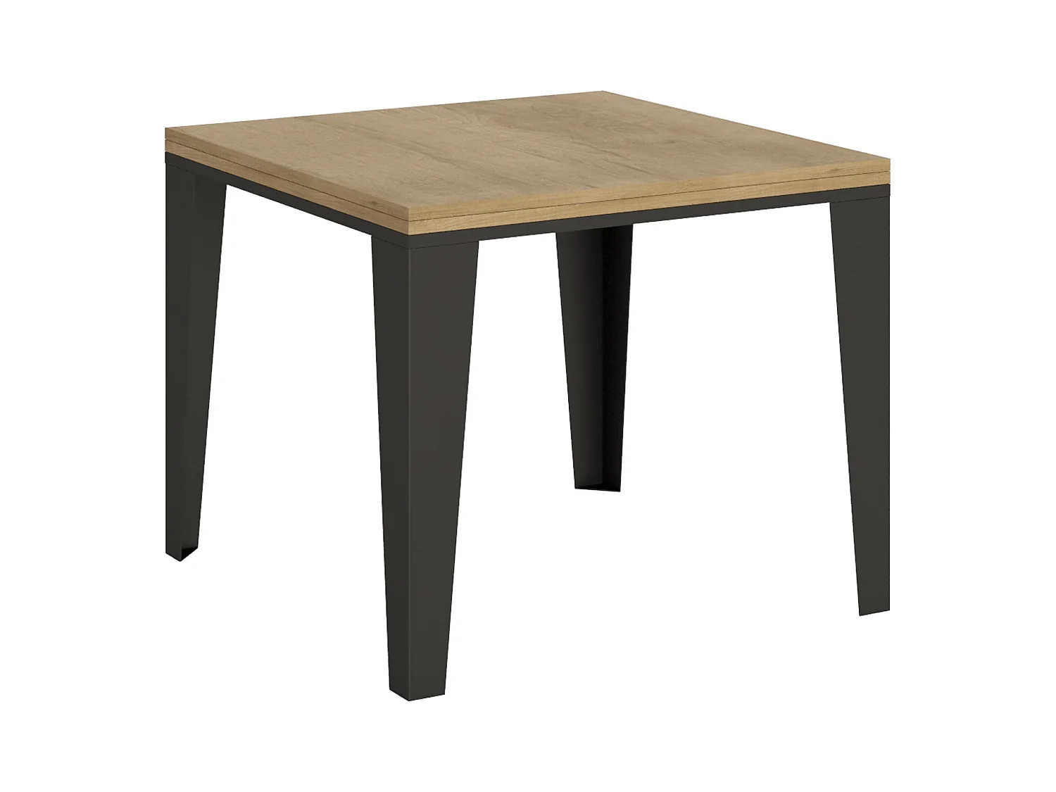 Ausziehtisch 90x90/180 cm Flame Libra Eiche Natur mit Eisenrahmen aus Anthrazit