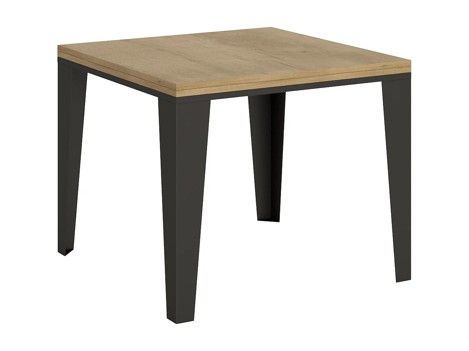 Table extensible portefeuille 90x90/180 cm Flame Libra Chêne Nature cadre Anthracite