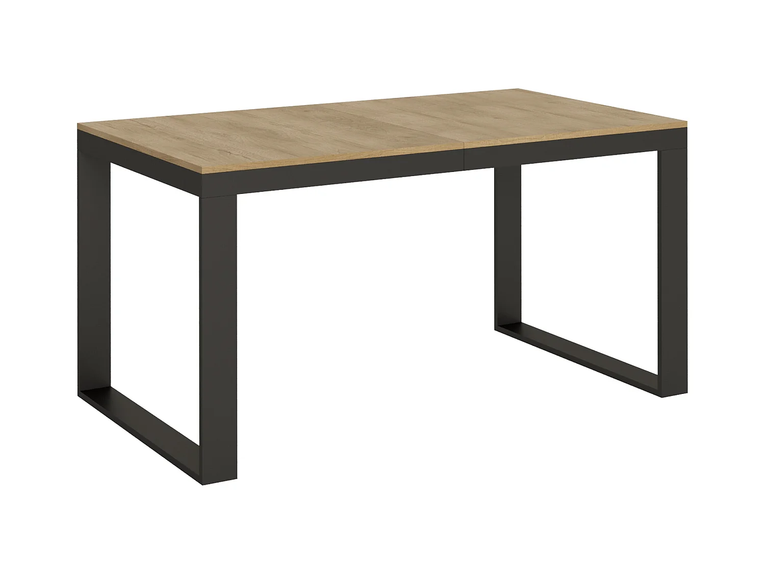Uitschuifbare tafel 160 tot 420 cm licht hout en antraciet metaal Likro