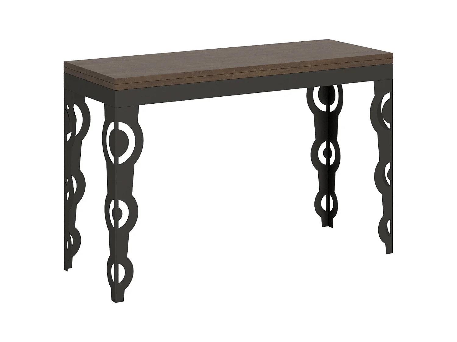 Table extensible portefeuille 120x45/90 cm Karamay Double Noyer cadre Anthracite
