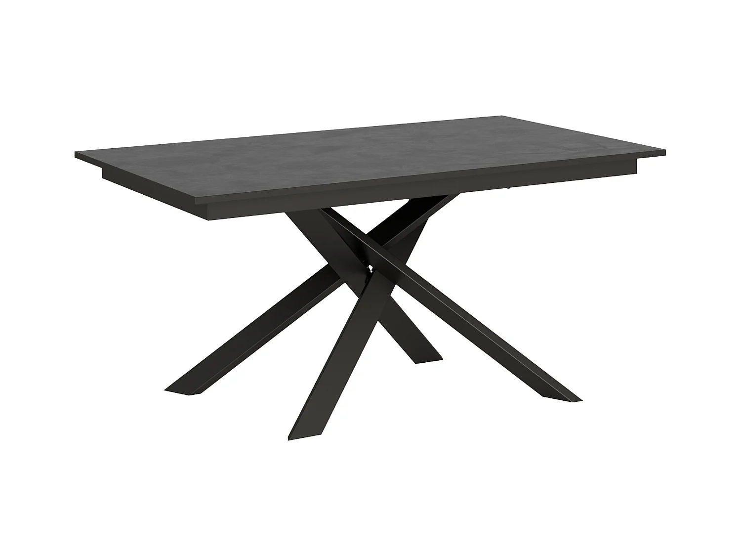 Table extensible 90x160/220 cm Ganty Anthracite Spatulé bande de chante Anthracite cadre Anthracite