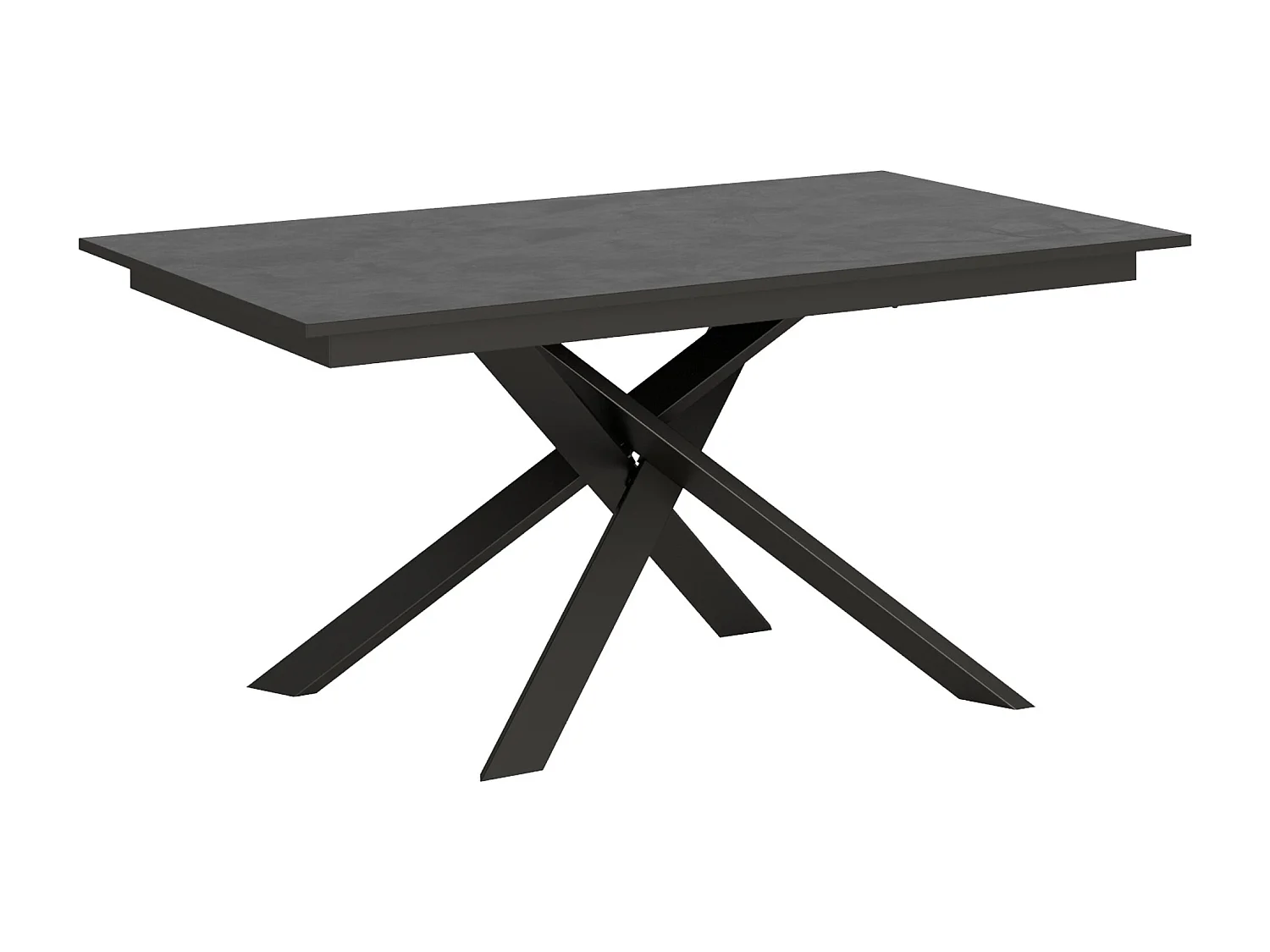 Table extensible 90x160/220 cm Ganty Anthracite Spatulé bande de chante Anthracite cadre Anthracite