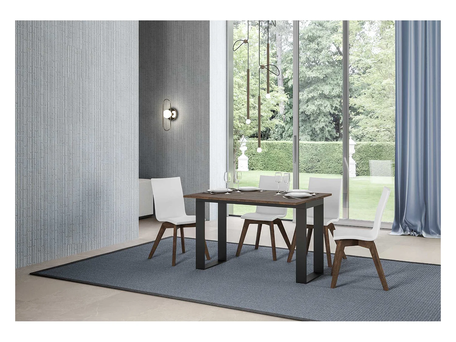 Uitklapbare tafel 120/200x45/90 cm Tecno Double walnoot frame antraciet