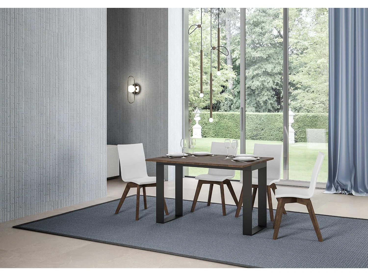 Table extensible portefeuille 120/200x45/90 cm Tecno Double Noyer cadre Anthracite