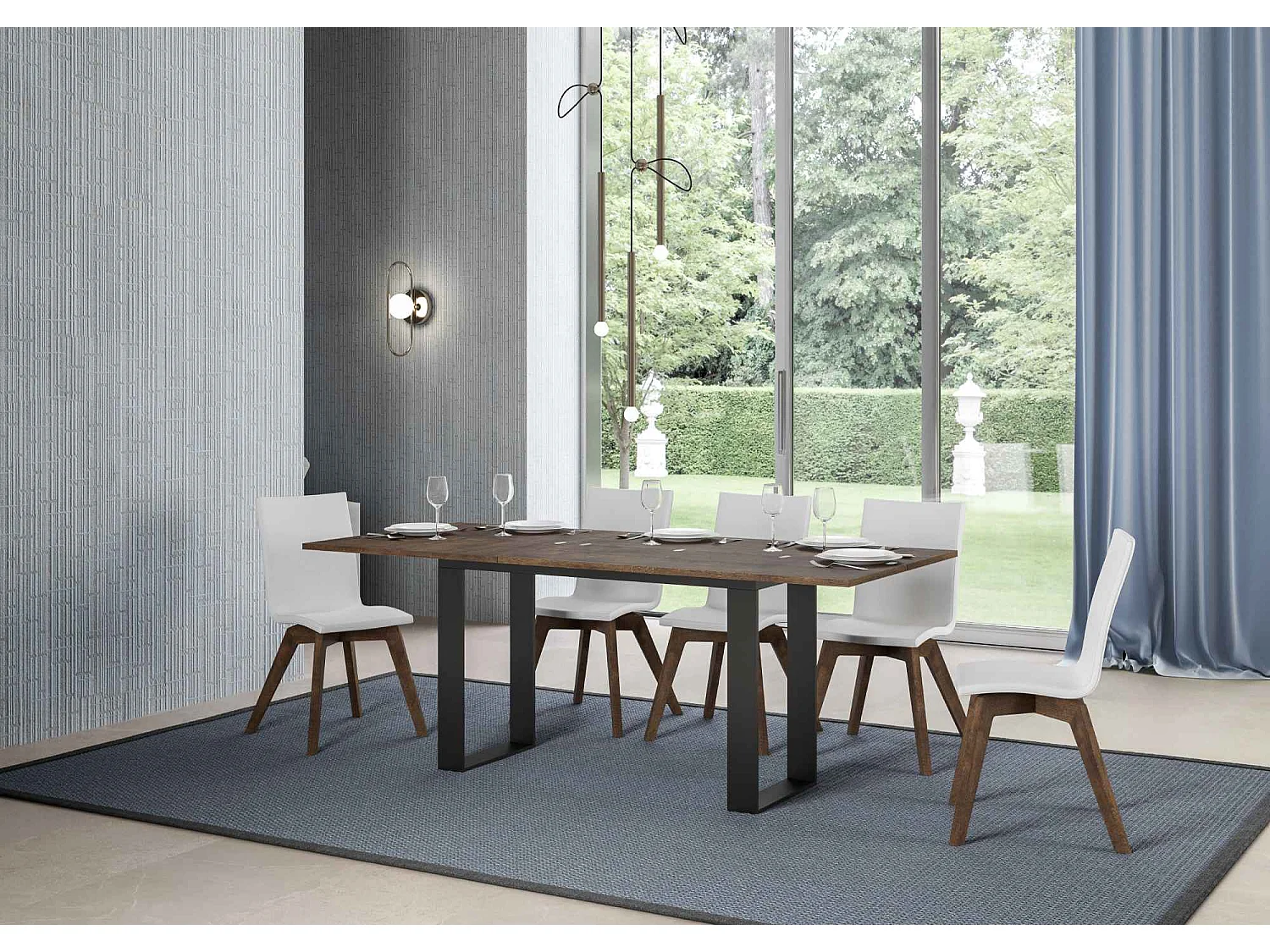 Table extensible portefeuille 120/200x45/90 cm Tecno Double Noyer cadre Anthracite