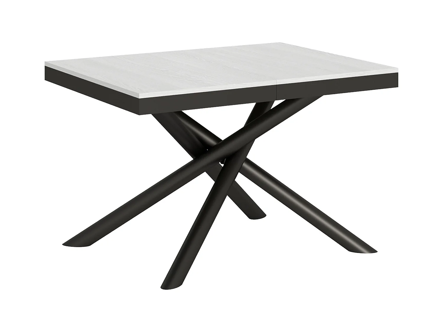 Table extensible 90x120/380 cm Famas Evolution Frêne Blanc cadre Anthracite