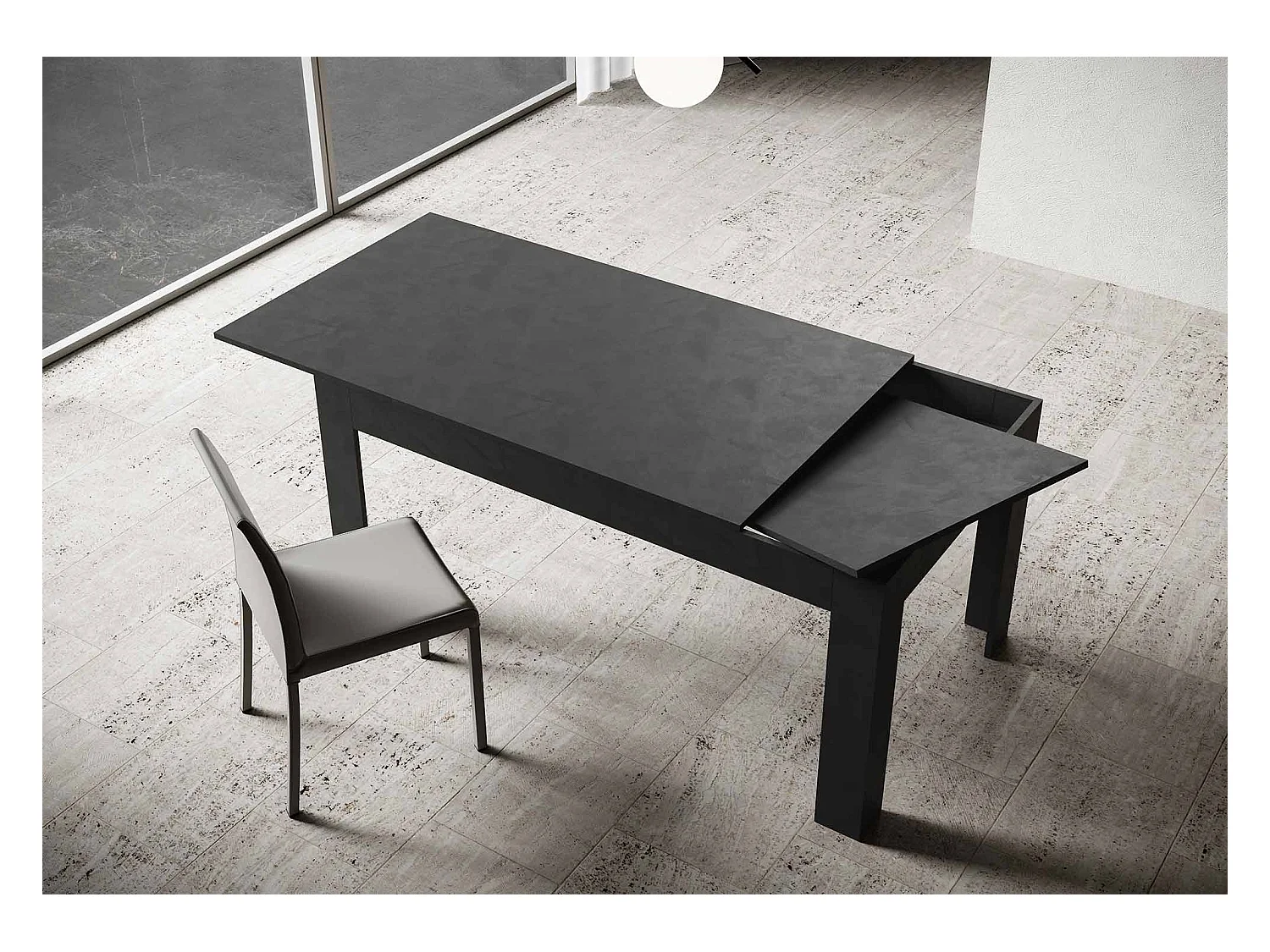 Mesa extensible 90x160/220 cm Bibi Antracita Espatulado