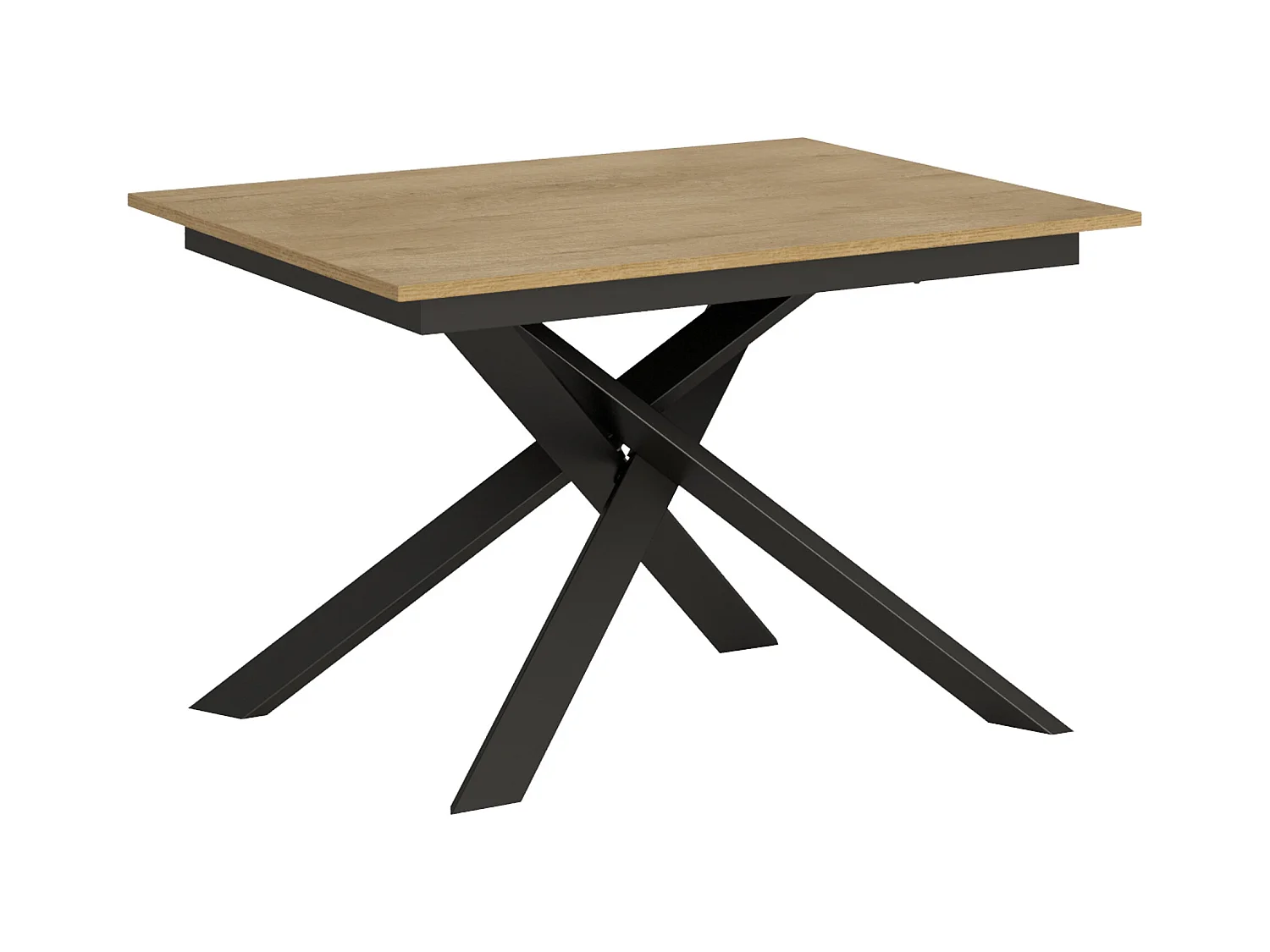 Table extensible 90x120/180 cm Ganty Chêne Nature bande de chante en teinte cadre Anthracite