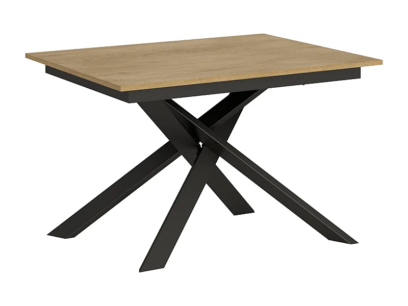 Ausziehbarer Tisch 90x120/180 cm Ganty Natureiche – Kante in der gleichen Farbe wie das Anthrazit-Gestell